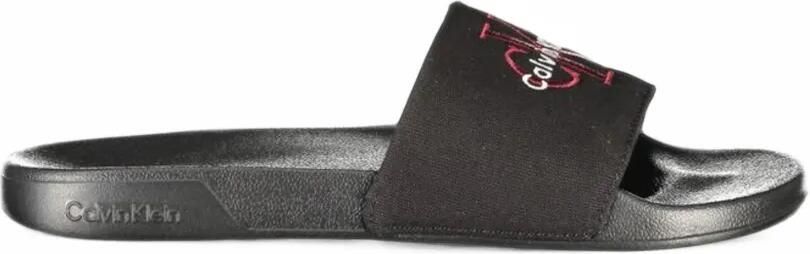 Calvin Klein logo-print slides Zwart
