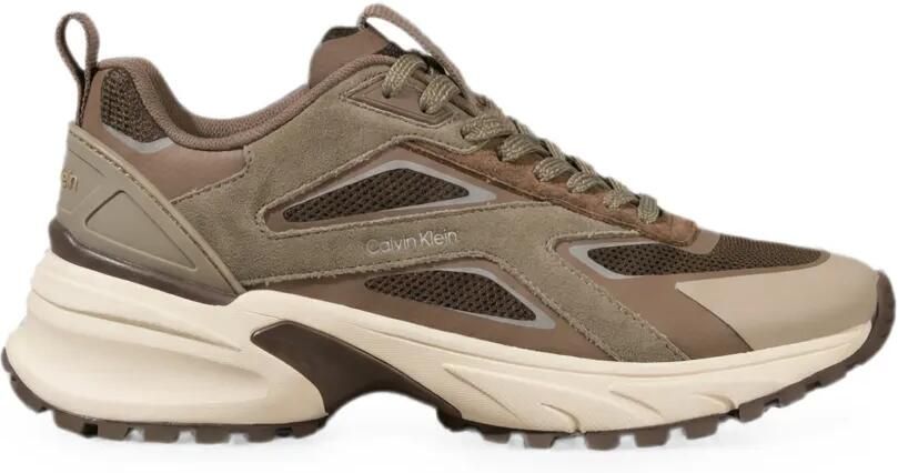 Calvin Klein Runner sneakers met mesh vlakken Bruin