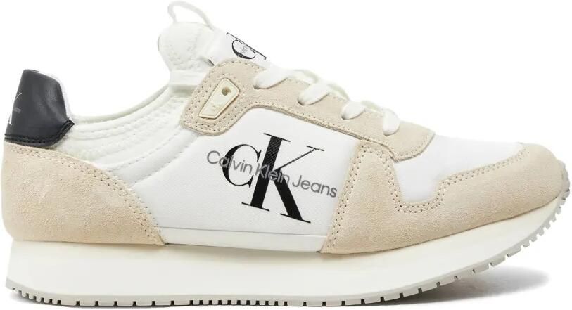 Calvin Klein Sneakers met suède vlak en logoprint Wit