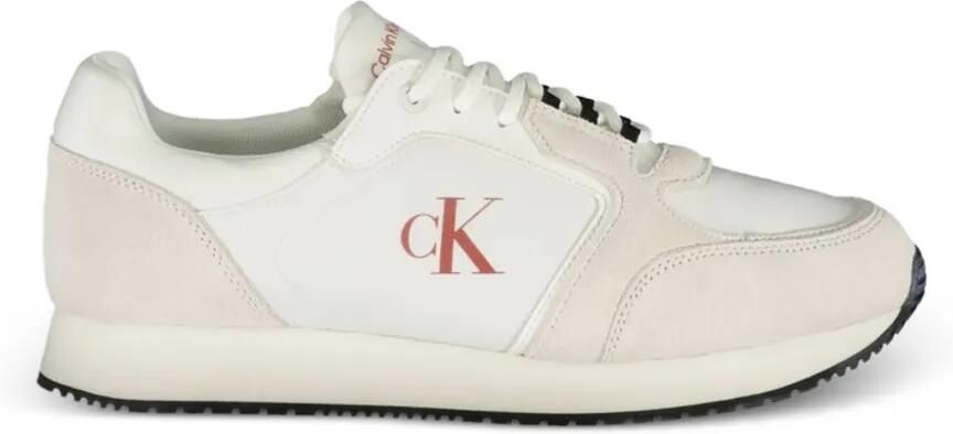 Calvin Klein Sneakers met suède vlakken en logo-print Wit
