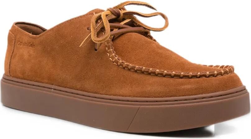 Calvin Klein whipstitch-trim lace-up sneakers Bruin
