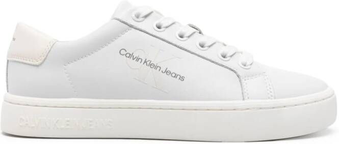 Calvin Klein Jeans Leren sneakers met logo-reliëf Wit