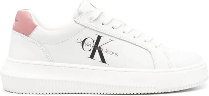 Calvin Klein Jeans logo-print leather sneakers Wit