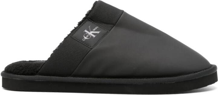 Calvin Klein Jeans Pantoffels met logopatch Zwart
