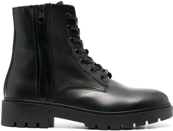 Calvin Klein Leren combat boots Zwart
