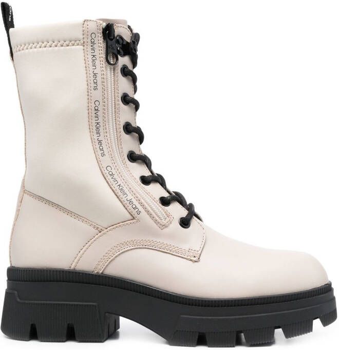 Calvin Klein Leren combat boots Beige