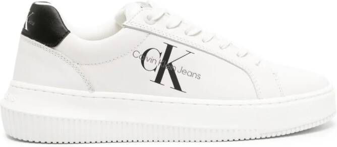 Calvin Klein Leren sneakers met logoprint Wit