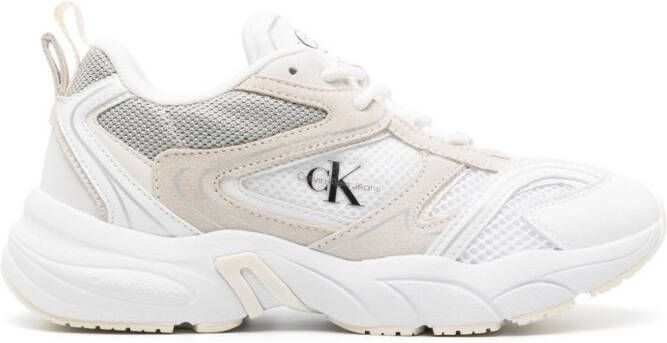 Calvin Klein Leren sneakers met mesh vlakken Wit