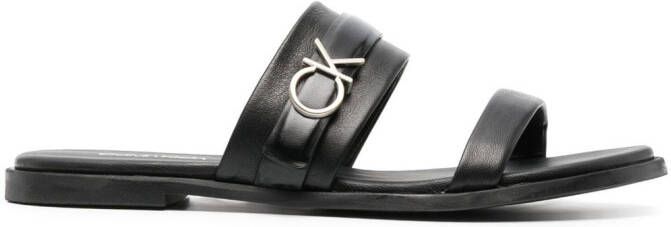 Calvin Klein Leren sandalen Zwart