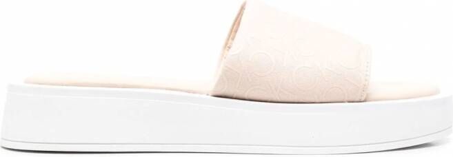 Calvin Klein Slippers met chunky zool Beige