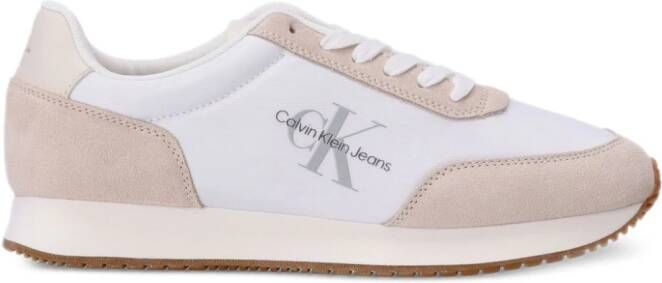 Calvin Klein Jeans Suède sneakers met vlakken en logoprint Wit