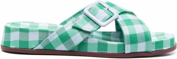 Camper Atonik slippers met gingham ruit Groen