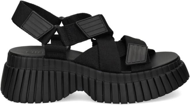 Camper BCN platform touch-strap sandals Zwart