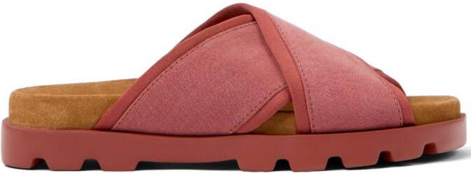Camper Brutus chunky slippers met gekruiste bandjes Rood