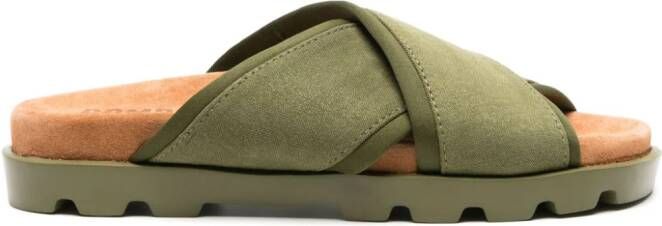 Camper Brutus chunky slippers met gekruiste bandjes Groen