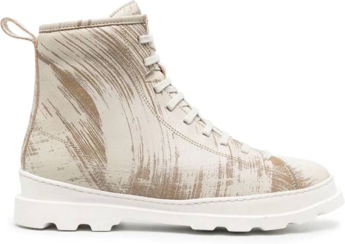 Camper Brutus leren enkellaarzen Beige