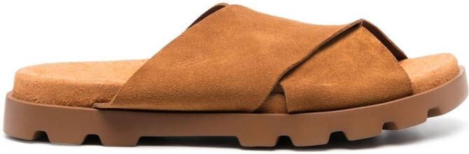 Camper Brutus leren slippers Bruin