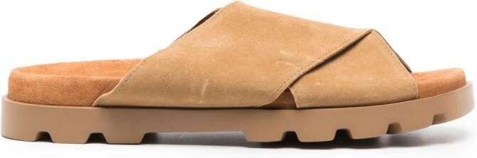 Camper Brutus leren slippers Bruin