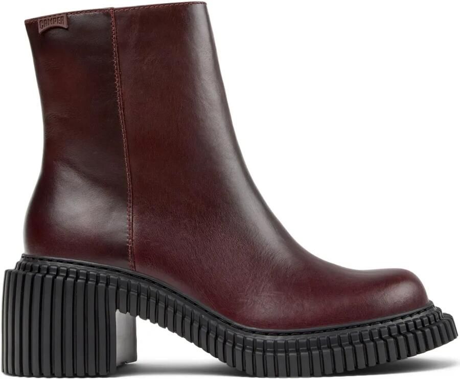 Camper 70mm Pix London leren laarzen met blokhak en rits Rood
