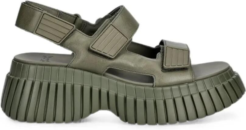 Camper BCN sandalen met klittenband en plateauzool Groen