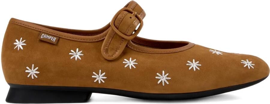 Camper Casi Myra ballerina's met bloemendetail Bruin