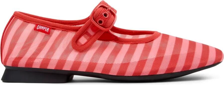 Camper Casi Myra gestreepte ballerina's met gesp Rood