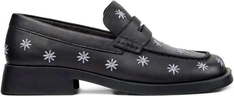 Camper Donna loafers met geborduurde bloemen Zwart