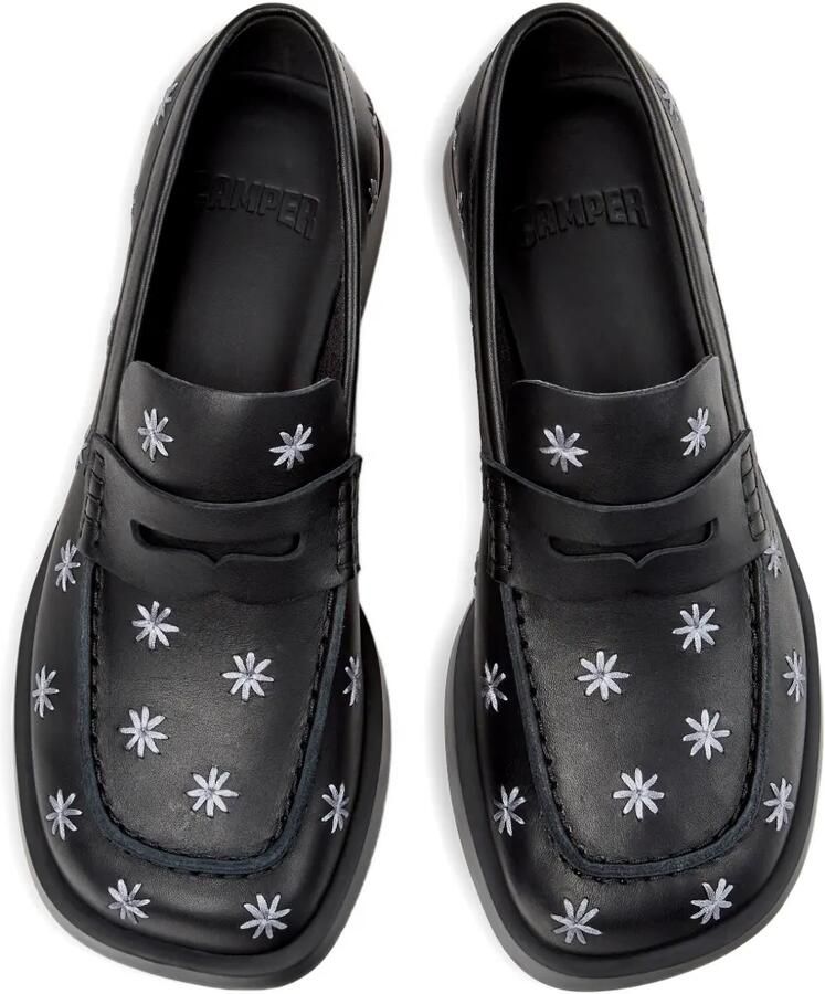 Camper Donna loafers met geborduurde bloemen Zwart - Foto 2