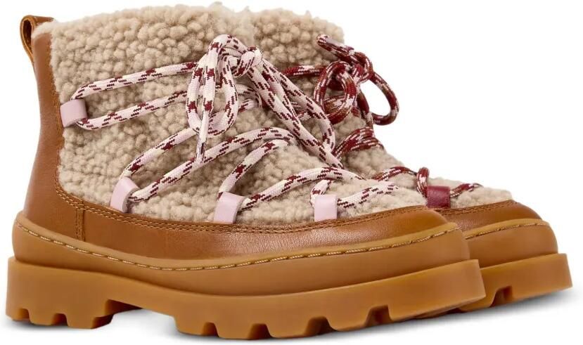 Camper Kids Brutus enkellaarzen met lammytextuur Beige
