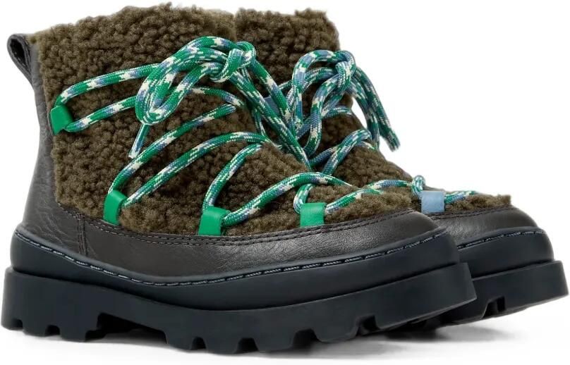 Camper Kids Brutus enkellaarzen met lammytextuur Grijs