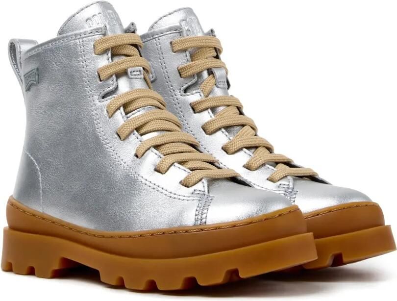 Camper Kids Brutus metallic leren enkellaarzen Zilver