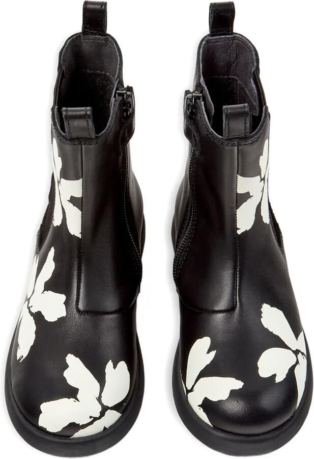 Camper Kids Leren enkellaarzen met bloe print Zwart - Foto 4