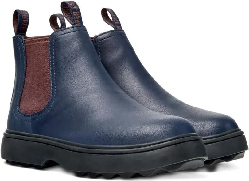 Camper Kids Norte leren enkellaarzen met elastisch vlak Blauw