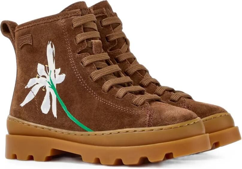 Camper Kids Twins Brutus suède laarzen met bloe detail Bruin