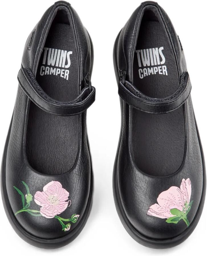 Camper Kids Twins Duet ballerina's met geborduurde bloe Zwart - Foto 2