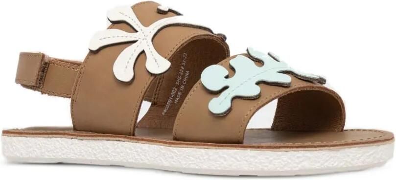 Camper Kids Twins sandalen met klittenband en blad-patch Bruin