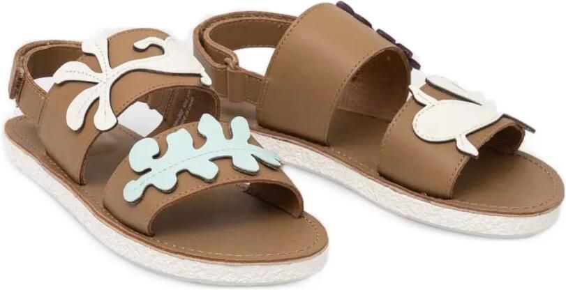 Camper Kids Twins sandalen met klittenband en blad-patch Bruin - Foto 4