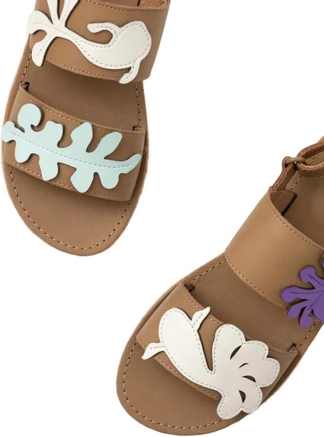 Camper Kids Twins sandalen met klittenband en blad-patch Bruin - Foto 2