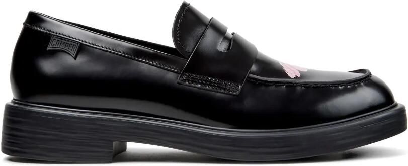 Camper Loafers met bloemenprint Zwart