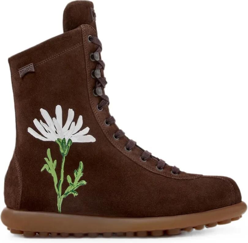 Camper Pelotas Ariel enkellaarzen met bloemenprint Bruin