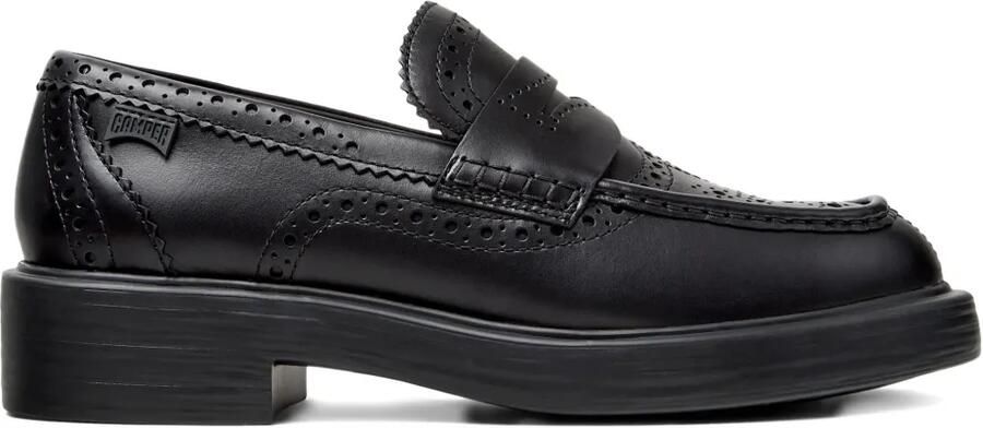 Camper Soepele leren brogue loafers Zwart