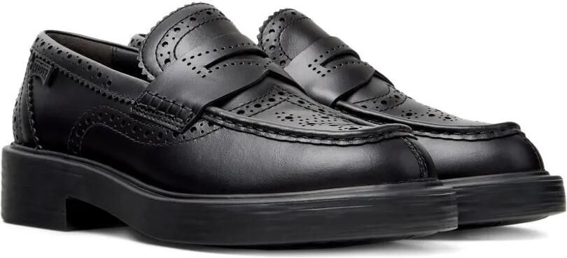 Camper Soepele leren brogue loafers Zwart - Foto 5