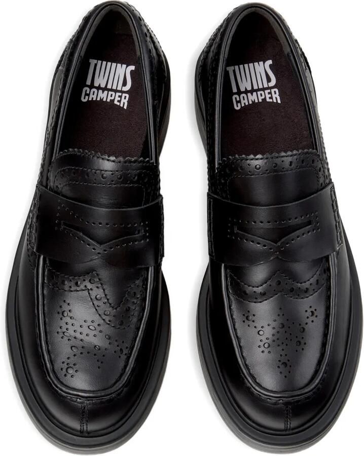 Camper Soepele leren brogue loafers Zwart - Foto 2