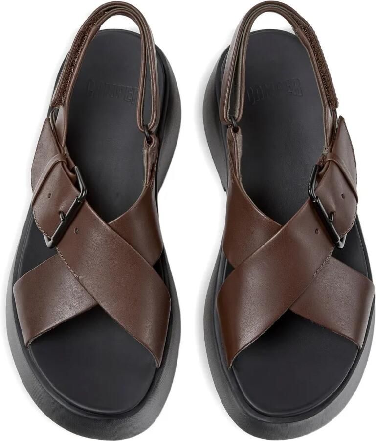 Camper Tasha leren sandalen met gespen Bruin