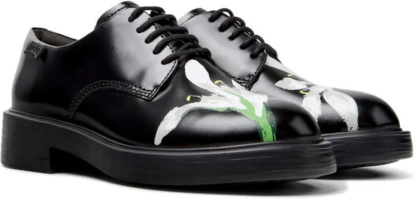Camper Twins leren derby schoenen met bloemenprint Zwart - Foto 4