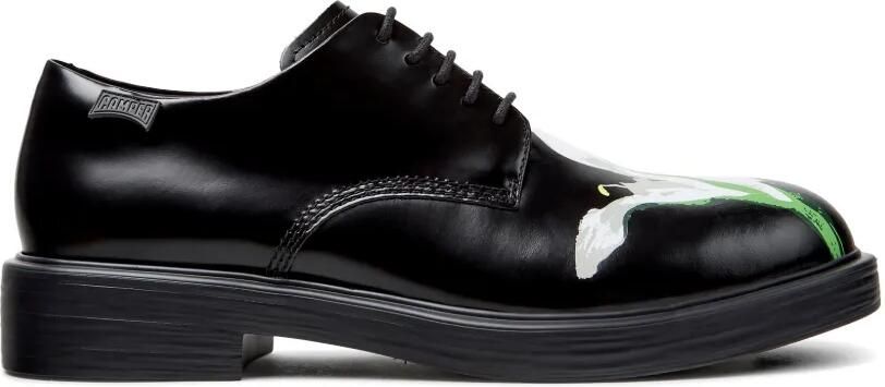 Camper Twins leren veterschoenen met bloemenprint Zwart