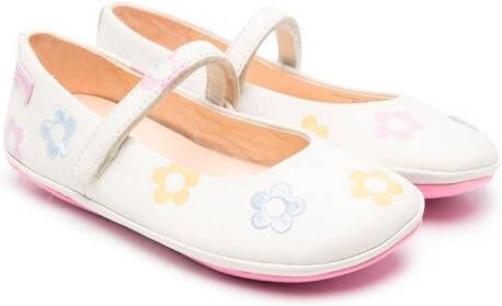 Camper Kids Ballerina's met geborduurde bloe Wit