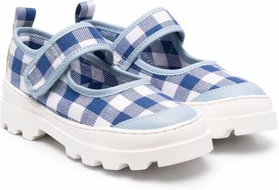 Camper Kids Ballerina's met gingham ruit Blauw