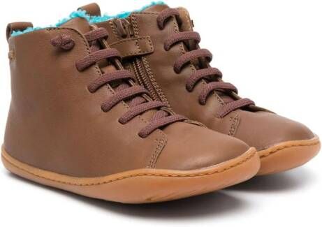 Camper Kids Leren veterlaarzen Bruin