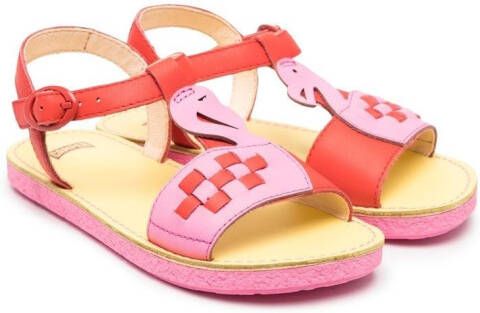 Camper Kids Sandalen met flamingo detail Rood